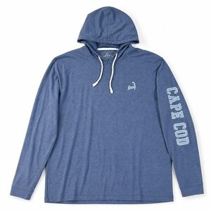 Cuffy's Cape Cod Hoodie Mens 2XL Cotton Coastal Prep Pullover Lightweight Blue